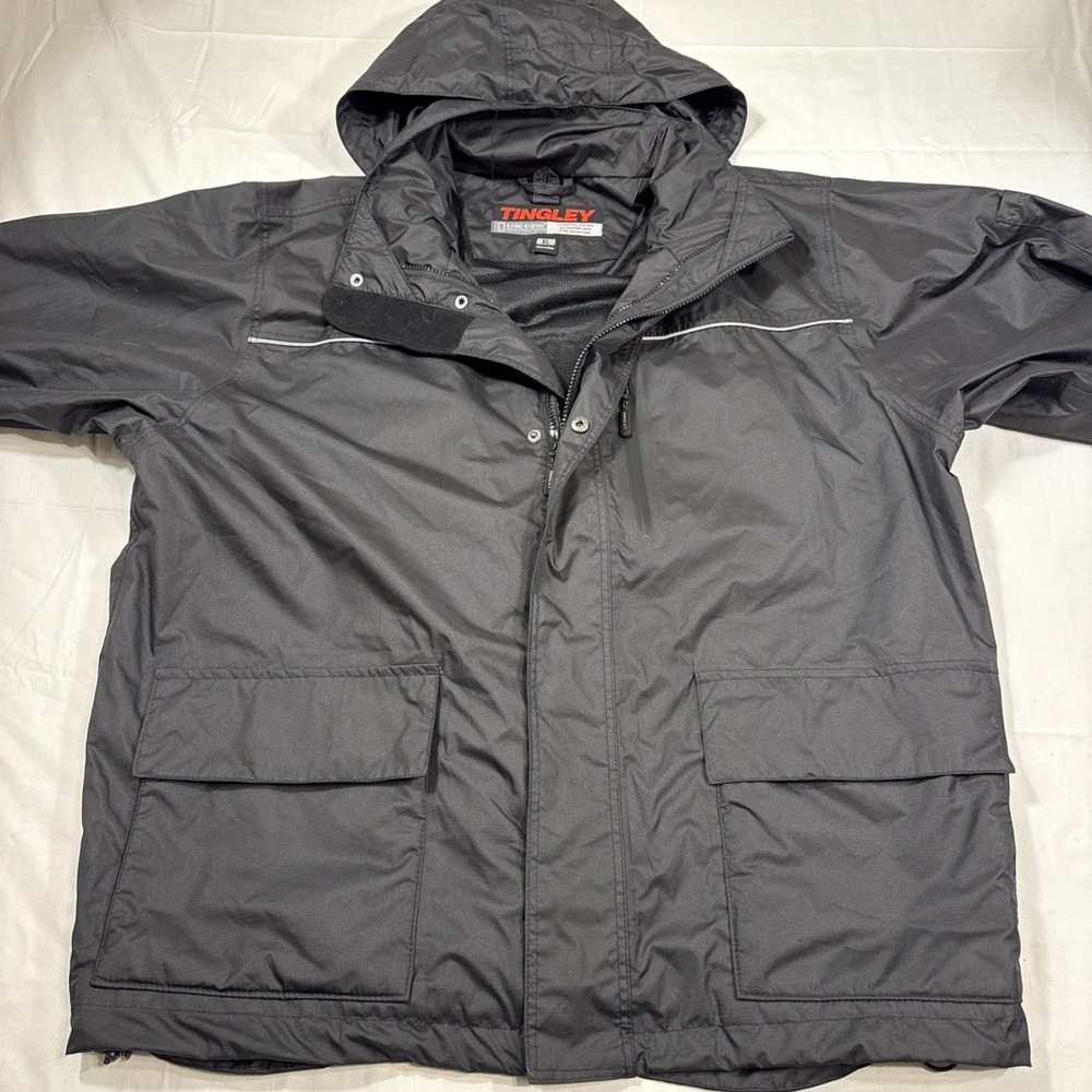 JACKET Tingley Waterproof Men's XL Black Outer Jacket Only ZIP Up Snap  Size XL‎